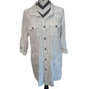 Dotti White 100% Cotton Textured Stripe Shirtdress XL